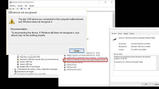 Dispositivo USB desconocido  Error de solicitud de descriptor de dispositivo Error 43 [upl. by Maurer]