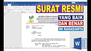 Cara Membuat Surat Resmi Yang Baik dan Benar di Microsoft Word [upl. by Kerstin]