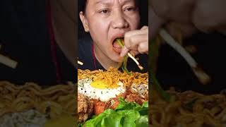 Big Bites Mukbang With Spicy Korean Noodles shorts asiannoodles [upl. by Anabahs200]