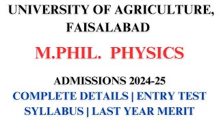 UAF MPhil Physics Admissions 202425  Physics  University of Agriculture Faisalabad [upl. by Alford621]