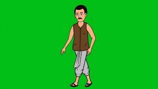 Walking Man Green Screen  Cartoon Man Green Screen [upl. by Llahsram494]