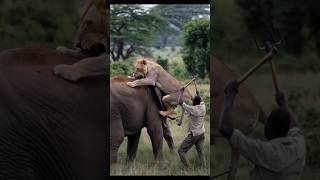 Lion vs elephant fight 🤬🔥 par 7 animals funny lion animalover wildlife shorts shortvideo [upl. by Lirba170]