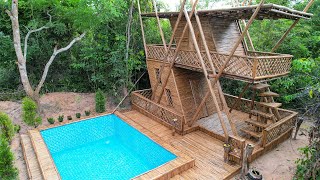 39 Day Complete Bamboo TwoStory House And Swimming PoolsFull Video [upl. by Volpe]