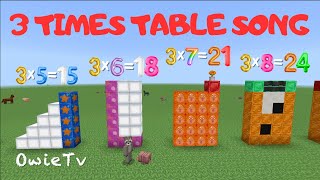 Three Times Table Song  Multiplication Song for Kids  Minecraft Numberblocks Counting Song [upl. by Josephina]