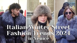 Italian Fashion Winter Street style 2024 in Venice [upl. by Ylrebmic]