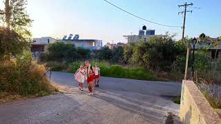 Agia Marina Crete  Captivating Sunset on the Hill  4KWALKTOURZ [upl. by Dyer480]