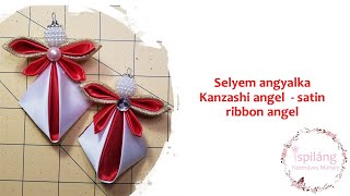 Selyem angyalka Kanzashi angel  satin ribbon angel [upl. by Asetal374]