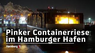 Pinker Containerriese im Hamburger Hafen quotOne Inspirationquot läuft ein [upl. by Aleit]