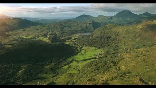 Snowdonia Drone 4K Llyn Gwynant Lake in the Nant Gwynant Valley Views of Snowdon [upl. by Naneek]