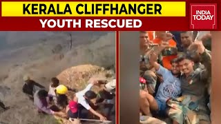 After Two Days Trekker Trapped In Hill Cleft In Kerala Rescued By Army [upl. by Ahsimot]