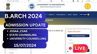 ADMISSION UPDATE FOR BARCH 2024 15072024 amp 16072024jeemainbarchnata2023 [upl. by Ibrik]