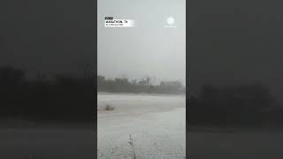 Hailstorm Drops Temperature From 90s to 50s Creates Fog [upl. by Crespi]