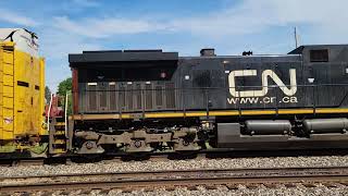 CN 3307 handles Eastbound automobile carriers intermodal containers in well cars at Vicksburg MI [upl. by Hogan527]