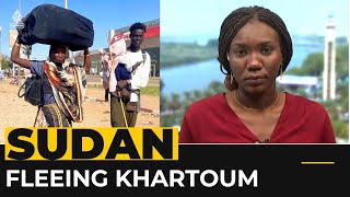 Thousands flee Sudan’s capital Khartoum as fighting continues [upl. by Noved543]