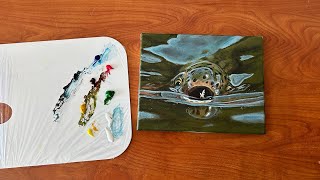 Trout and Mayfly  Acrylic Fly Fishing Painting [upl. by Natal649]