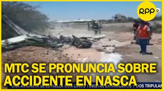 MTC lamenta profundamente la pérdida de vidas tras el accidente de avioneta en Nasca [upl. by Lansing]