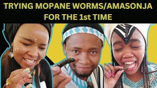 TRYING MOPANE WORMS FOR THE 1st TIME [upl. by Trillbee158]