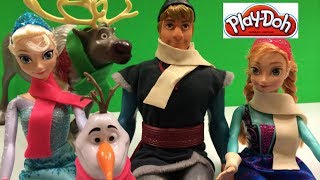 Play Doh Disney Frozen Winter Accessories Anna Elsa Olaf Kristoff Sven the reindeer [upl. by Laurinda]