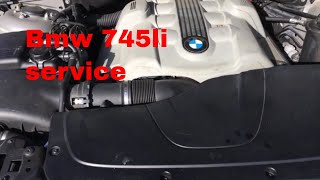 02 Bmw 745li oil change service [upl. by Adrell669]