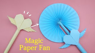 DIY Paper FAN  Beautiful Fairy Magic Wand  Pull Down Will Turn Into a Beautiful Fan 摺紙—機關扇子可伸縮 [upl. by Uile]