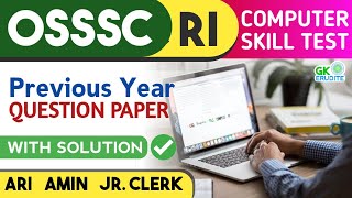 Osssc RI Skill Test  Computer Skill Test  previous year question paper  By GK Erudite [upl. by Iolenta526]