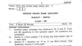 Class8 MATHS  Annual Exam Question Paper 2023 For KENDRIYA VIDYALAYA KVS Students [upl. by Siulegroj]