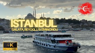 Istanbul in 4K Beyoglu to Eminonu Walking Tour amp Galata Tower [upl. by Jess]