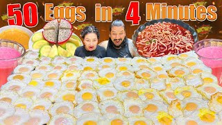 50 EGGS IN 4 MINUTES 😲⌛  FUNNY FOOD CHALLENGE 😂  EGG MUKBANG 🤤😋 [upl. by Feinberg]