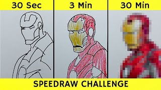 Drawing Iron Man in 30 seconds 3 minutes and 30 minutes  Drawing Iron Man StepbyStep [upl. by Nerty446]