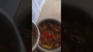 Matooke mixed with meat 🥩 katogo or melangemakemefamous cooking food meat bananatypes [upl. by Migeon330]