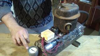 Самодельный бесшумный мини компрессор из холодильника Mini air compressor from fridge [upl. by Ekusuy]