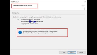 how to fix outlook account setup  An encrypted connection to your mail server is not available [upl. by Leyla]