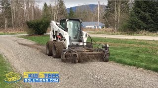 Resurfacing a Gravel Road with a Harley Rake M7 Skid Steer Attachment [upl. by Arhez]