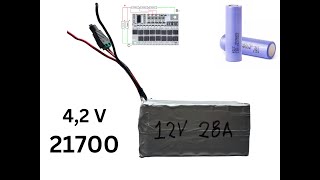 12V battery pack 28Ah with 21700 cells  Tesla batteries for my power station [upl. by Kristo]