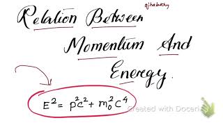 Relation Between relativistic momentum and energy [upl. by Ahseina]