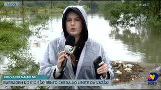 Chuva no Sul de SC barragem do Rio São Bento chega ao limite da vazão [upl. by Sirad]