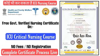 Govt Medical Institute Free ICU Nursing Course With Certificate 2021। Free Medical Certificate [upl. by Yvon]