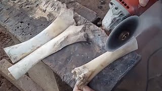 In 8 minutes this man made an extraordinary craft a knife full of BEEF BONES howto [upl. by Silliw836]