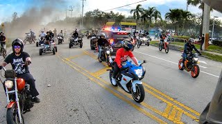 GAS STATION RUSHED BY COPS DIRT BIKES GET STUCK [upl. by Irovi705]