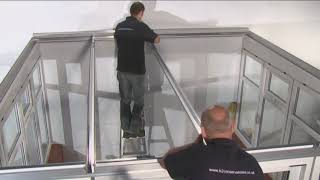 Lean to conservatory rafter installation from wwwdiyconservatoryquotescouk [upl. by Guthry]