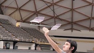 Indoor hand launched glider world record flight in a dust devil [upl. by Wardieu]