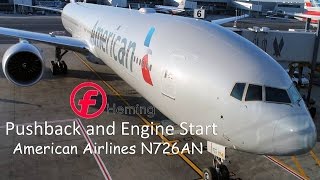 American Airlines B777300ER Pushback and Engine Start [upl. by Ilario251]