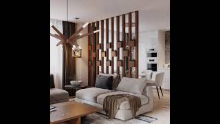 MODERN LIVING ROOM WALL PARTITION DESIGN  ROOM DIVIDER DESIGN IDEAS  wood room partition interior [upl. by Jordain]