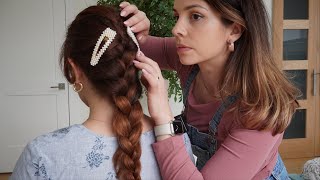 ASMR Perfectionist French Hair Braiding Hair Styling Finishing Touches  Sleep Routine [upl. by Zobias554]