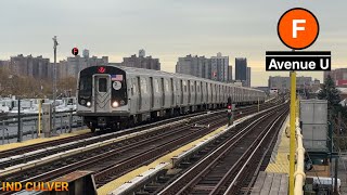 🅩 IND Culver NIS R160s Work Train amp F Lcl Trains  Avenue U [upl. by Mohkos]