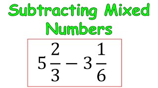 subtracting mixed numbers with unlike  like denominators  Math [upl. by Sileas816]