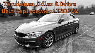 BMW Belt Tensioner Idler Pulley amp Belt replacement 235i 335i 435i 535i 112017 [upl. by Atsahc790]