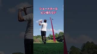 アイアンショット ショートホールの打ち方🏌 ピン横５０㌢⛳ 美しいスイング ゴルフ golf ゴルフスイング [upl. by Leafar215]