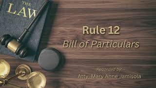 Audio Rules of Court RULE 12  Bill of Particulars [upl. by Lymann295]