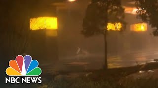 Ferocious 100 Mph Winds From Hurricane Laura Cause Flying Debris  NBC News [upl. by Shanney]